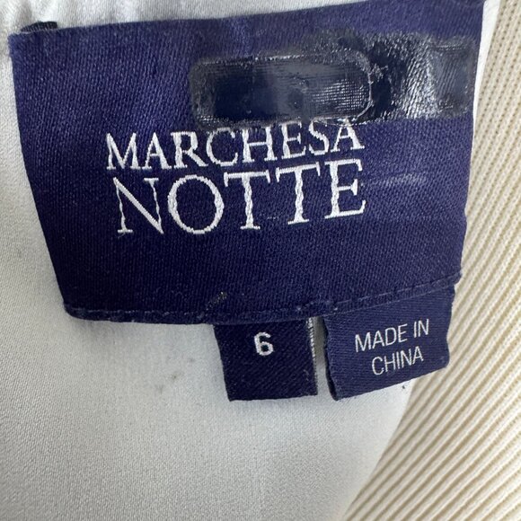 Marchesa Notte Ice Bell Bloom Sheath Crochet Overlay Dress Muted Blue 6 Small - Picture 11 of 16